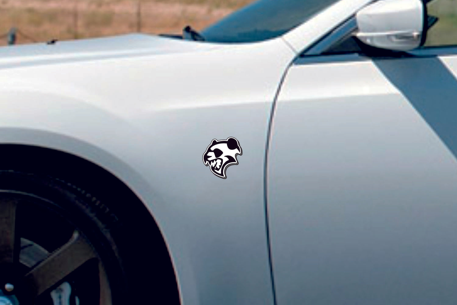 Car emblem badge for fenders with Hell Panda logo - decoinfabric