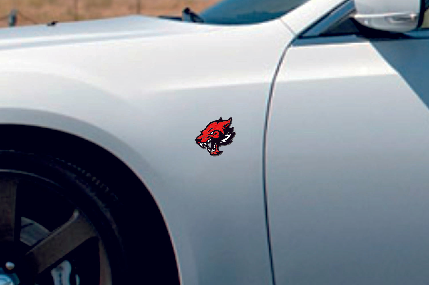 Car emblem badge for fenders with Hellhound logo Custom design emblems decoinfabric
