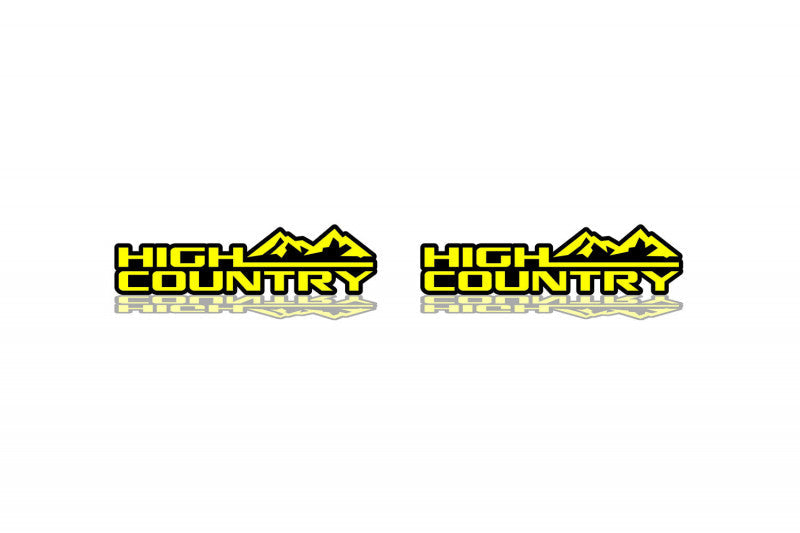 Car emblem badge for fenders with High Country logo (BIG SIZE) Custom design emblems decoinfabric BLACK YELLOW
