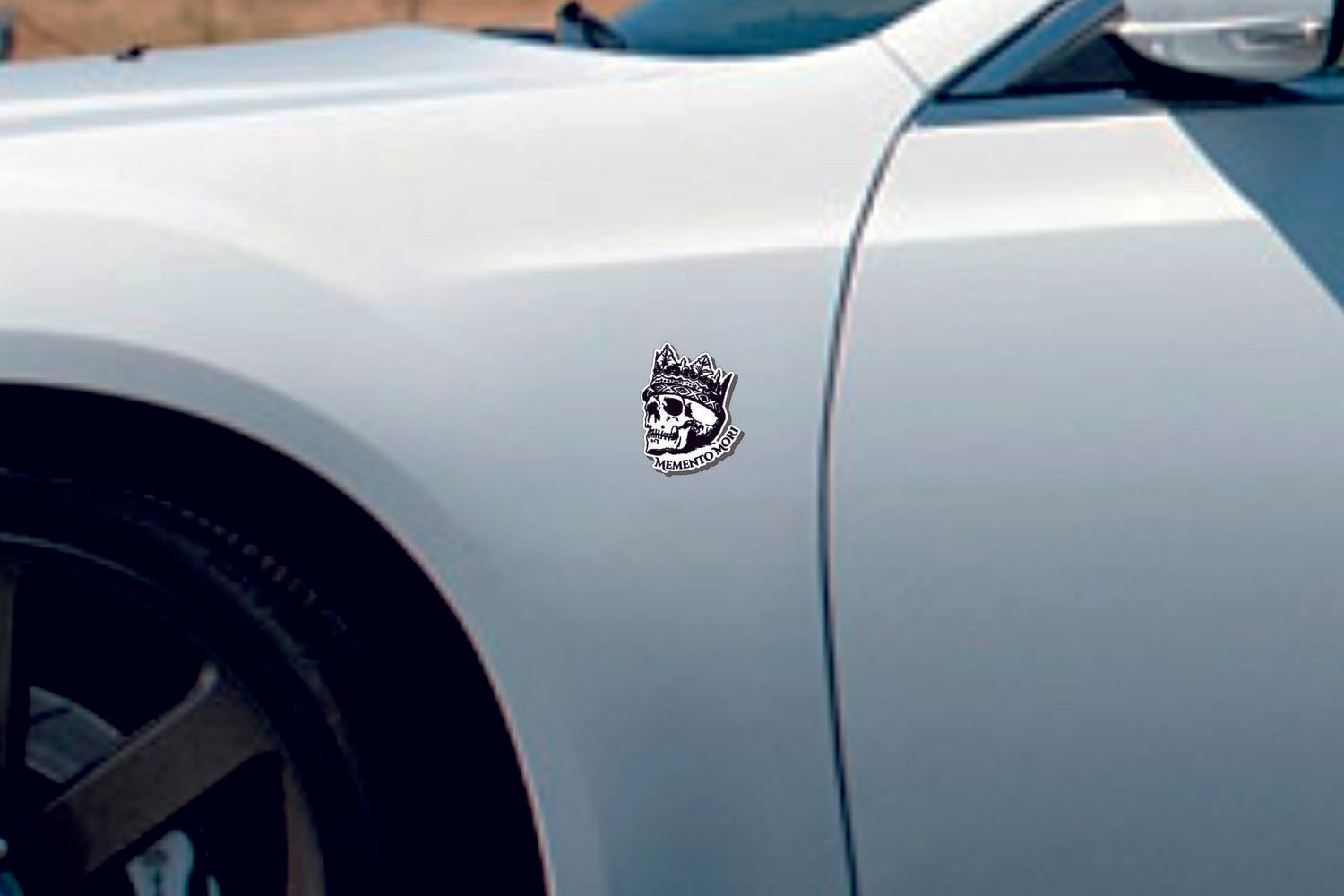 Car emblem badge for fenders with Memento Mori logo - decoinfabric