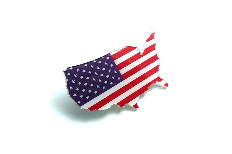 Radiator grille emblem with flag USA logo