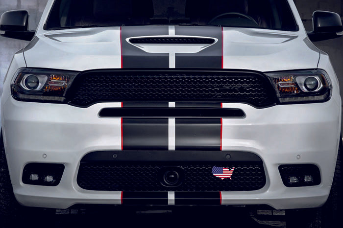 Radiator grille emblem with flag USA logo - decoinfabric