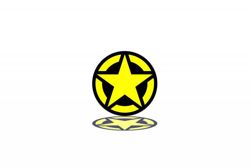 Dodge Challenger trunk rear emblem between tail lights with Star US Army logo Dodge emblems decoinfabric BLACK YELLOW