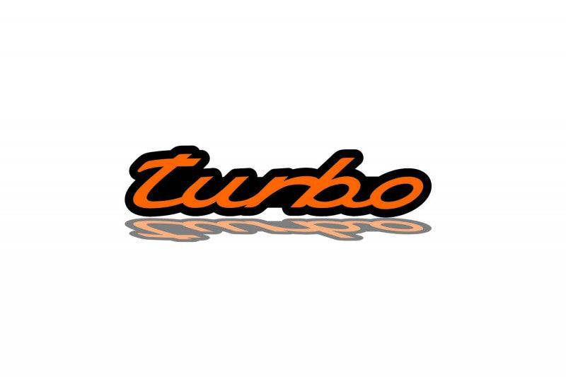 Dodge Challenger trunk rear emblem between tail lights with Turbo logo Dodge emblems decoinfabric BLACK ORANGE
