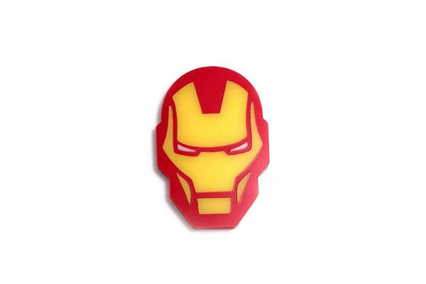 Radiator grille emblem with Iron Man logo
