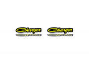 DODGE emblem for fenders with Dodge Charger old logo Dodge emblems decoinfabric BLACK YELLOW