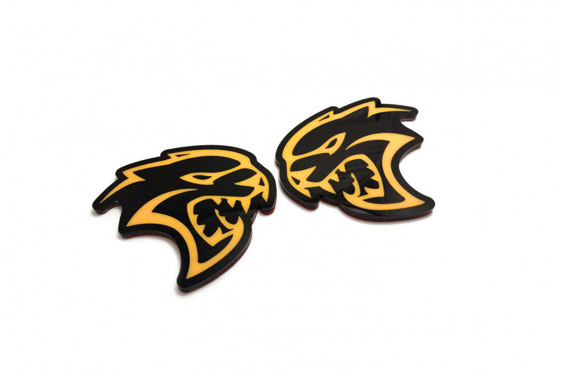 Dodge Emblem & Badges set with Hellcat logo (Type 3) Dodge emblems decoinfabric BLACK YELLOW