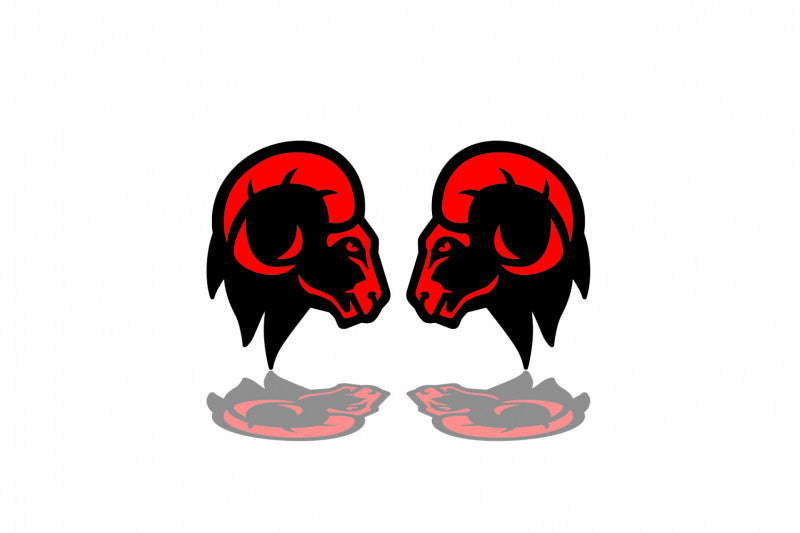 DODGE emblem for fenders with Ram Head logo Dodge emblems decoinfabric BLACK RED