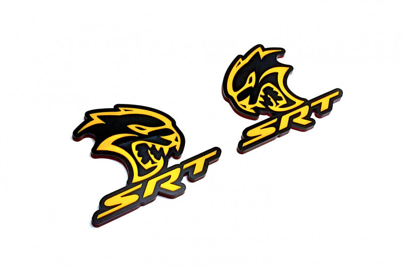 DODGE emblem for fenders with SRT Hellcat logo (type 4) Dodge emblems decoinfabric BLACK YELLOW