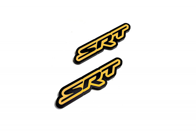 DODGE emblem for fenders with SRT logo (Type 2) Dodge emblems decoinfabric BLACK YELLOW