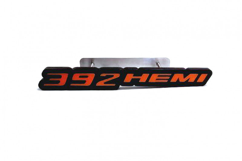 DODGE Radiator grille emblem with 392HEMI logo Dodge emblems decoinfabric BLACK ORANGE