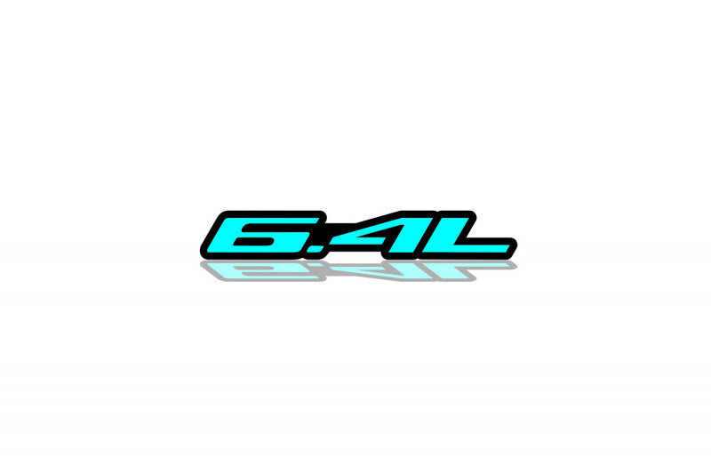 DODGE Radiator grille emblem with 6.4L logo Dodge emblems decoinfabric BLACK LIGHT BLUE