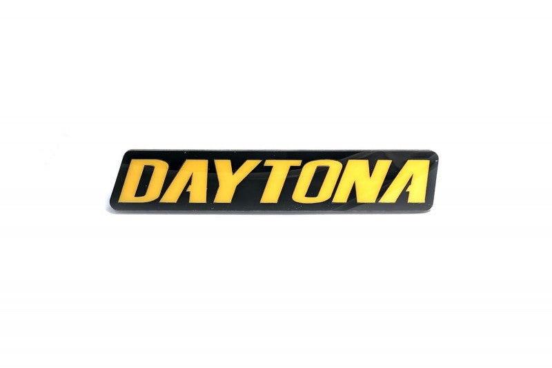 Dodge Challenger trunk rear emblem between tail lights with Daytona logo Dodge emblems decoinfabric BLACK YELLOW