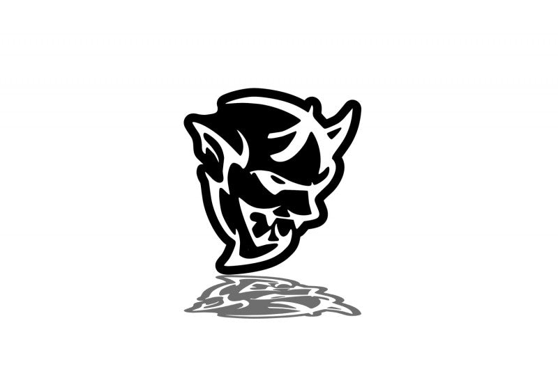 DODGE Radiator grille emblem with Demon logo Dodge emblems decoinfabric BLACK WHITE