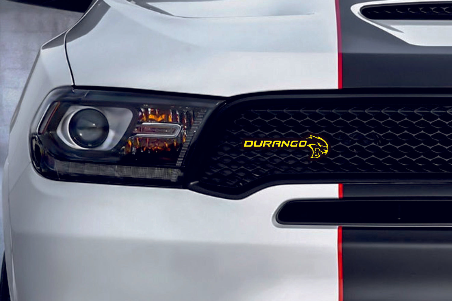 DODGE Radiator grille emblem with Durango + Hellcat logo Dodge emblems decoinfabric