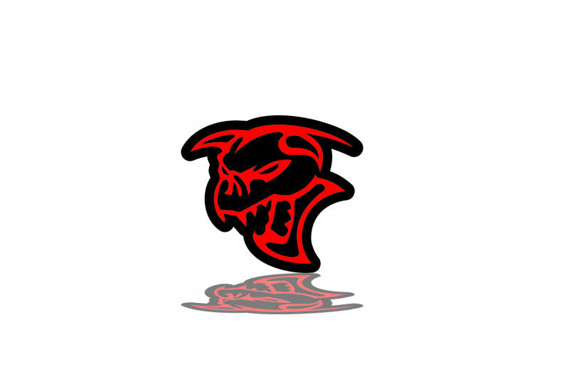 DODGE Radiator grille emblem with Ghoul logo Dodge emblems decoinfabric BLACK RED