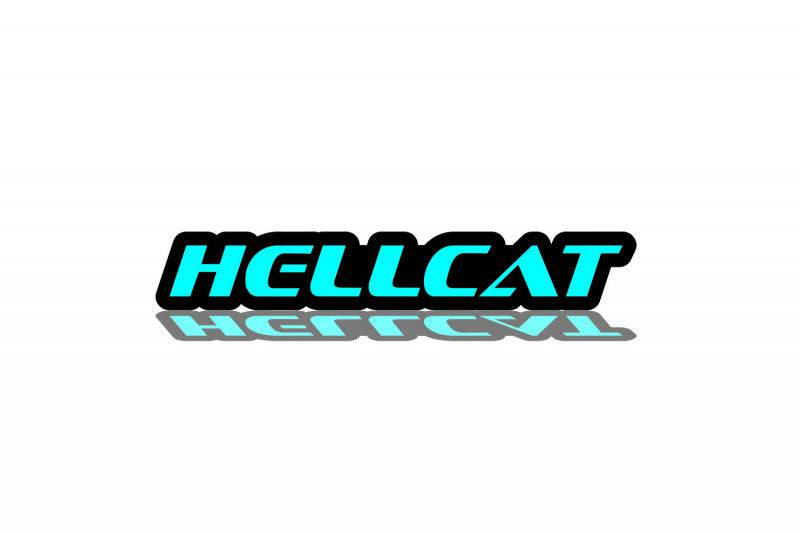 Dodge Challenger trunk rear emblem between tail lights with Hellcat logo Dodge emblems decoinfabric BLACK LIGHT BLUE