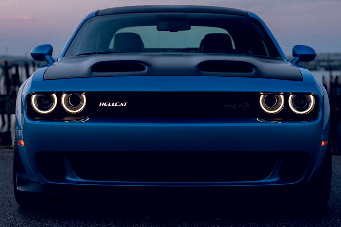 Dodge Emblem & Badge Set - Grille and Tailgate Hellcat logo Dodge emblems decoinfabric WHITE