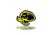 DODGE Radiator grille emblem with Hellephant logo Dodge emblems decoinfabric BLACK YELLOW