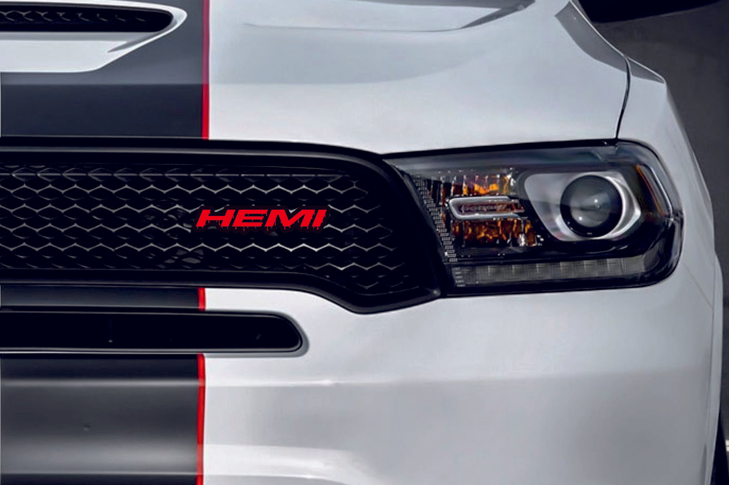 DODGE Radiator grille emblem with HEMI Blood logo - decoinfabric