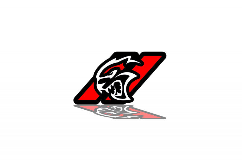 DODGE Radiator grille emblem with Hellcat + Dodge logo Dodge emblems decoinfabric BLACK WHITE