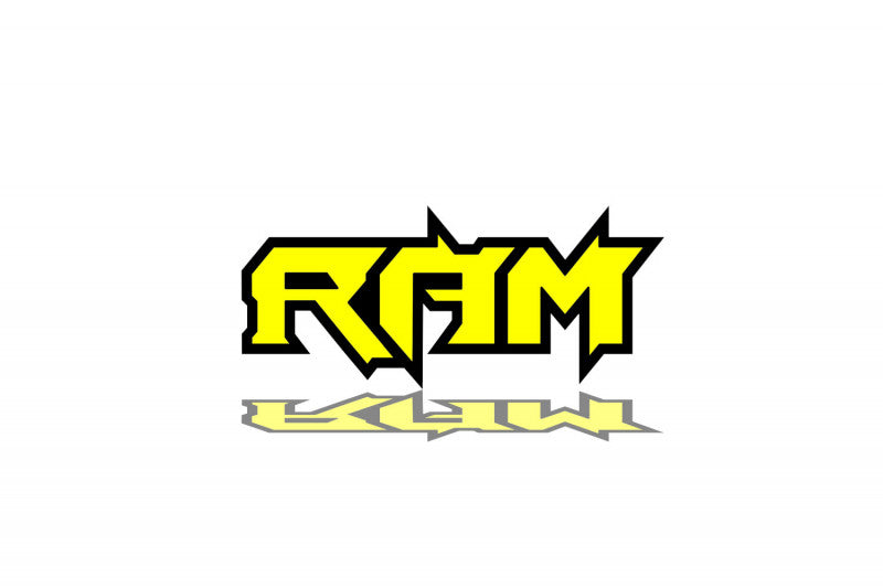 DODGE Radiator grille emblem with Ram logo Dodge emblems decoinfabric BLACK YELLOW