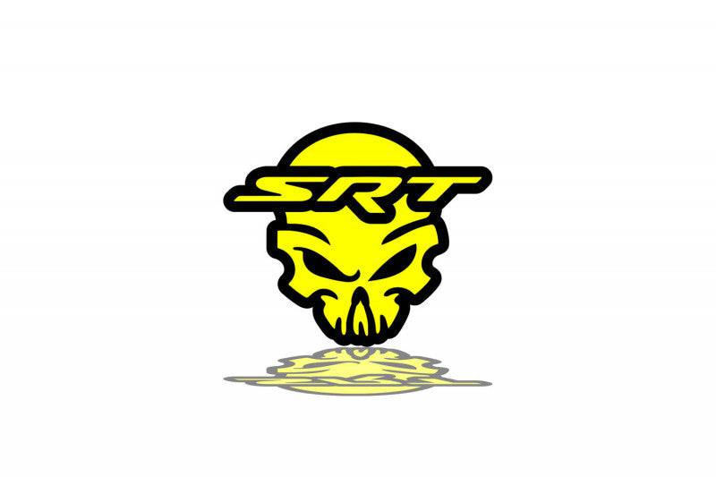 Dodge Challenger trunk rear emblem between tail lights with SRT Skull logo Dodge emblems decoinfabric BLACK YELLOW