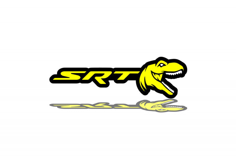 DODGE Radiator grille emblem with SRT + Tirex logo Dodge emblems decoinfabric BLACK YELLOW