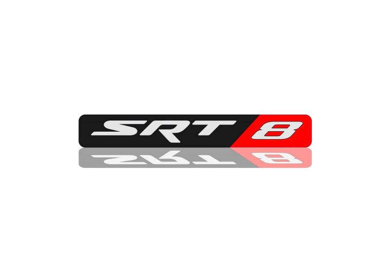 Dodge Challenger trunk rear emblem between tail lights with SRT8 logo Dodge emblems decoinfabric BLACK WHITE