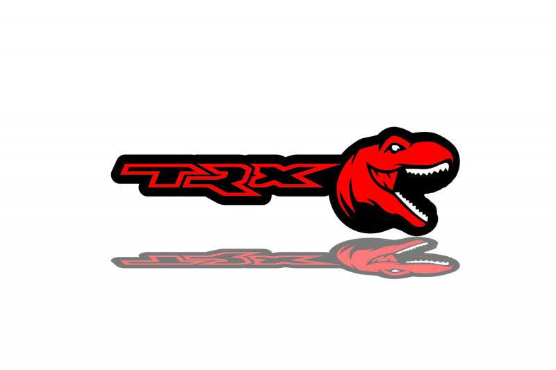 Dodge Challenger trunk rear emblem between tail lights with TRX + Tirex logo Dodge emblems decoinfabric BLACK RED