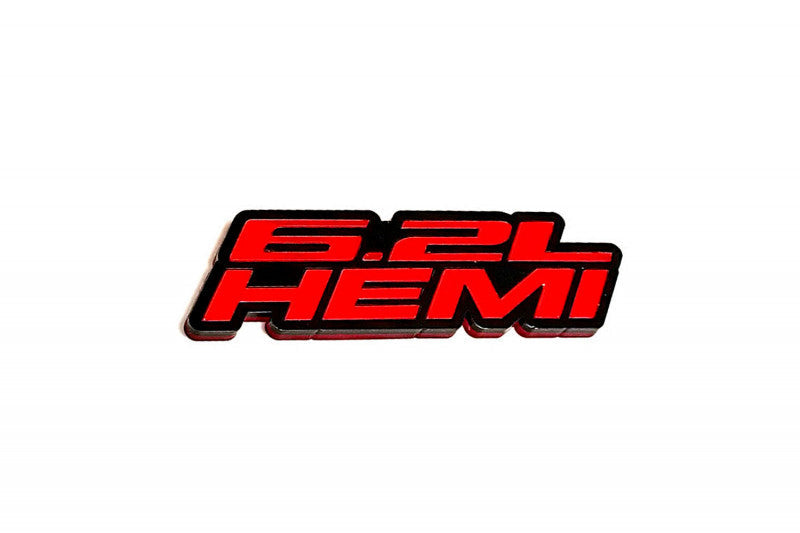 Dodge Challenger trunk rear emblem between tail lights with 6.2L Hemi logo Dodge emblems decoinfabric BLACK RED