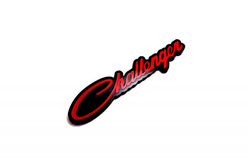 Dodge tailgate trunk rear emblem with Dodge Challenger logo (type 2) Dodge emblems decoinfabric BLACK RED