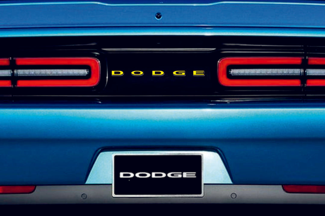 Dodge Challenger trunk rear emblem between tail lights with DODGE logo Dodge emblems decoinfabric