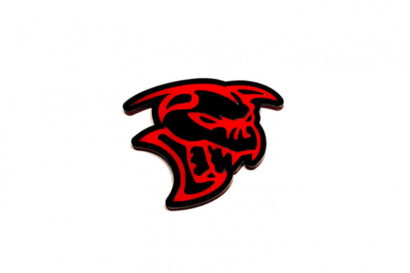 Dodge Challenger trunk rear emblem between tail lights with Ghoul logo Dodge emblems decoinfabric BLACK RED