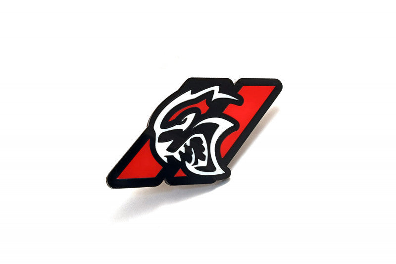 Dodge tailgate trunk rear emblem with Hellcat + Dodge logo Dodge emblems decoinfabric BLACK RED