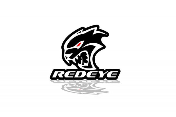 Dodge Challenger trunk rear emblem between tail lights with Hellcat + Redeye logo
