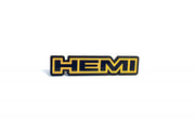 Dodge Challenger trunk rear emblem between tail lights with HEMI logo (type 2) Dodge emblems decoinfabric BLACK YELLOW