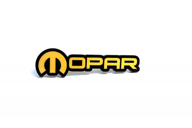 Dodge tailgate trunk rear emblem with Mopar logo (type 3) Dodge emblems decoinfabric BLACK YELLOW