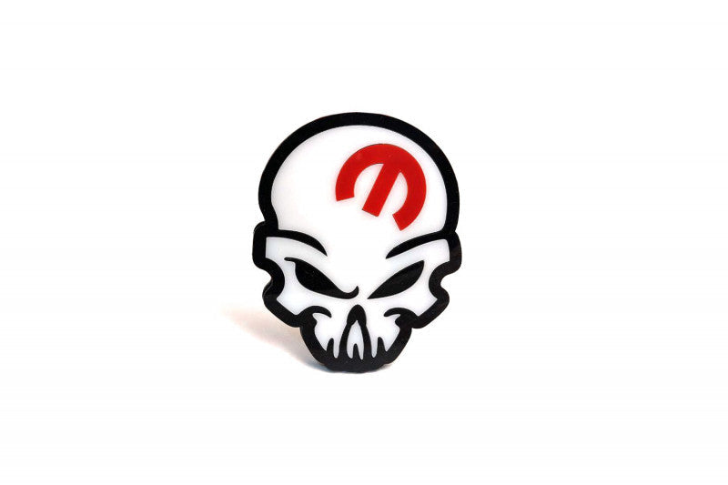 Dodge tailgate trunk rear emblem with Mopar Skull logo Dodge emblems decoinfabric BLACK WHITE