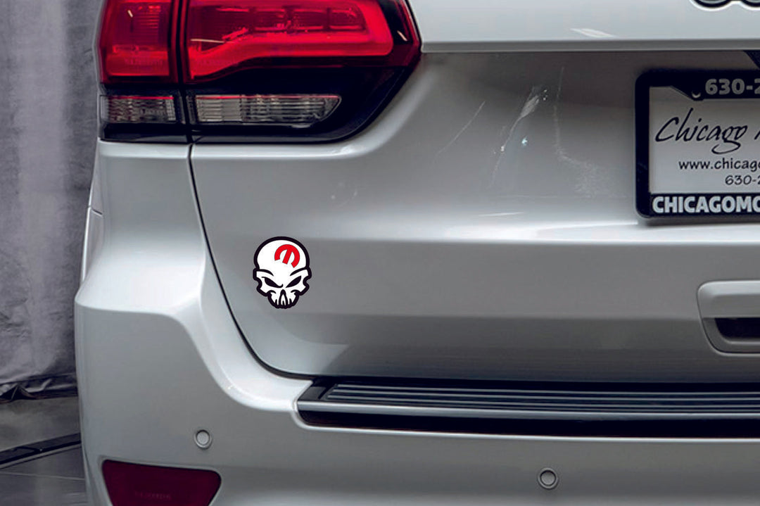 Dodge tailgate trunk rear emblem with Mopar Skull logo Dodge emblems decoinfabric