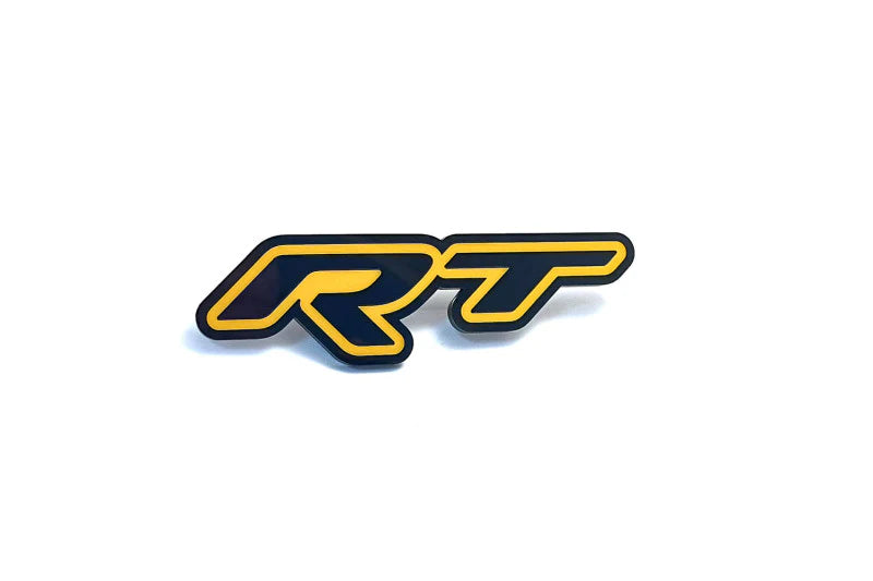 Dodge tailgate trunk rear emblem with RT logo (type 2) Dodge emblems decoinfabric BLACK YELLOW