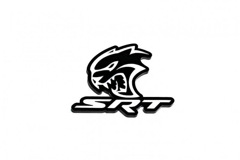 Dodge Challenger trunk rear emblem between tail lights with SRT Hellcat logo (type 4) Dodge emblems decoinfabric BLACK WHITE