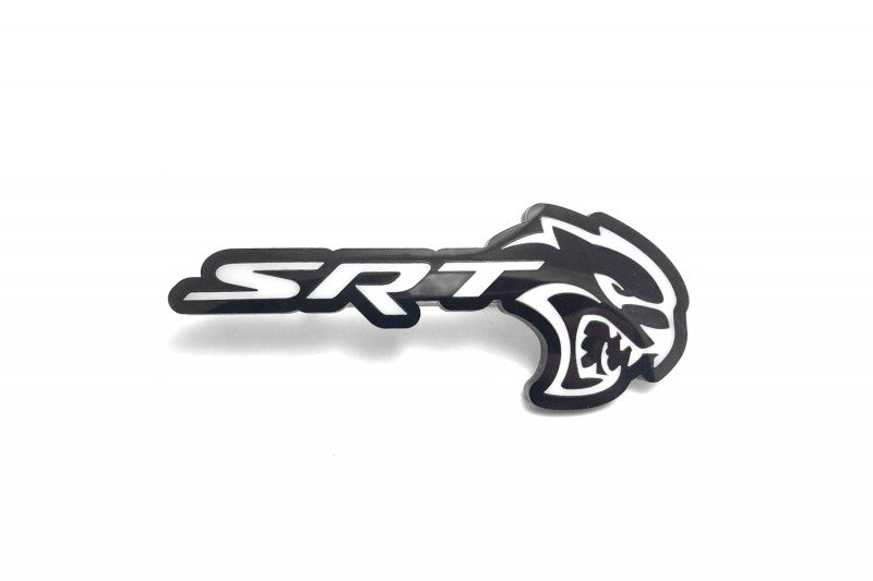 Dodge Challenger trunk rear emblem between tail lights with SRT Hellcat logo Dodge emblems decoinfabric BLACK WHITE