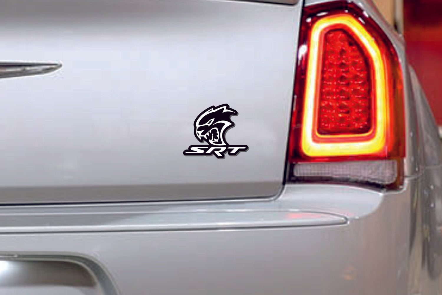 Dodge tailgate trunk rear emblem with SRT Hellcat logo (type 4)