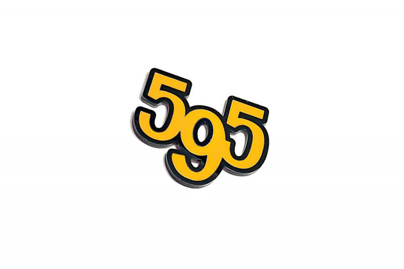 Fiat tailgate trunk rear emblem with 595 logo Dodge emblems decoinfabric BLACK YELLOW