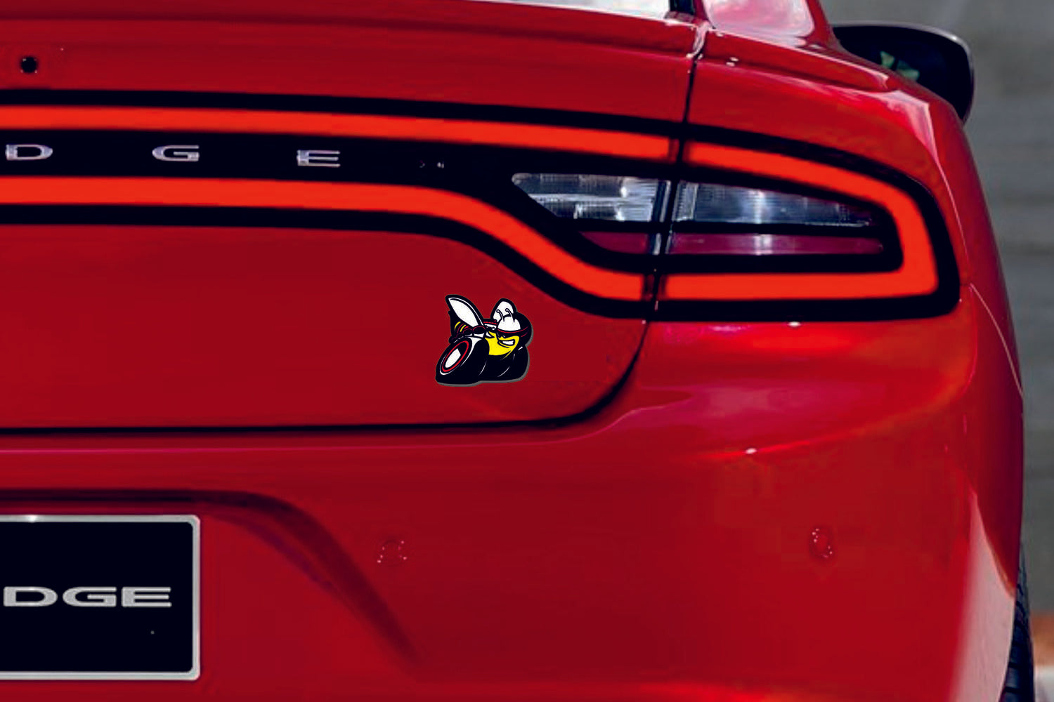Dodge tailgate trunk rear emblem with Scat Pack logo (type 2) Dodge emblems decoinfabric