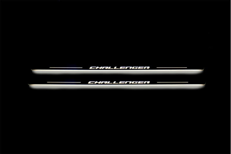 Dodge Challenger 2008+ LED Door Sills PRO With Logo Challenger Dodge Led Door Sills opdesign