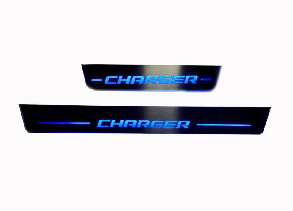 Dodge Charger 2023+ Door Sill Led Plate With CHARGER Logo Dodge Led Door Sills opdesign