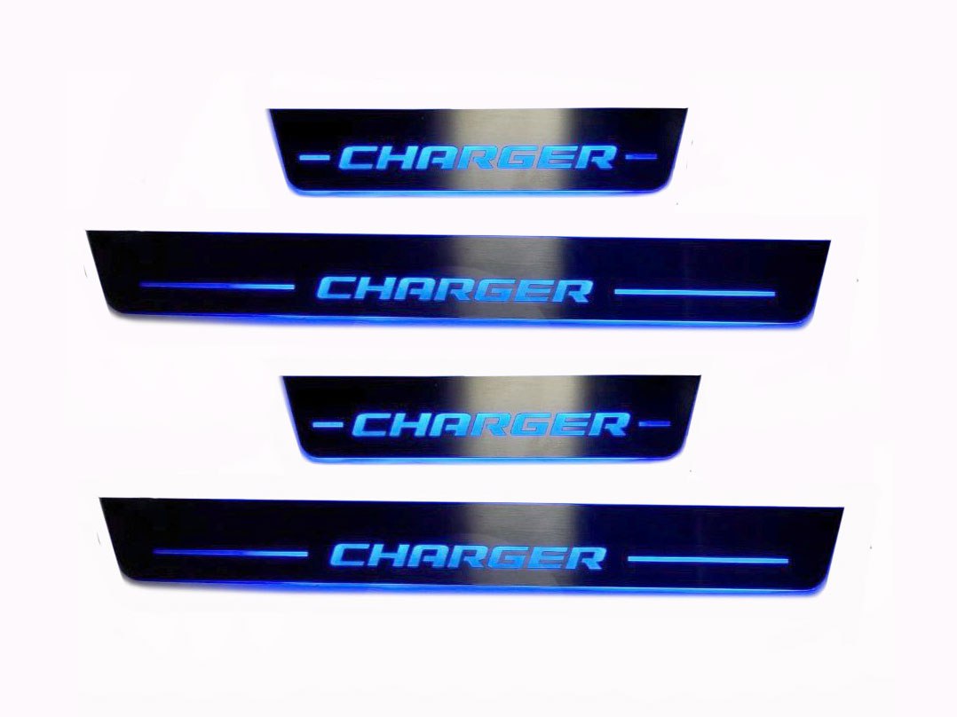 Dodge Charger 2011+ Door Sill Led Plate With Charger Logo (Type 2) Dodge Led Door Sills opdesign