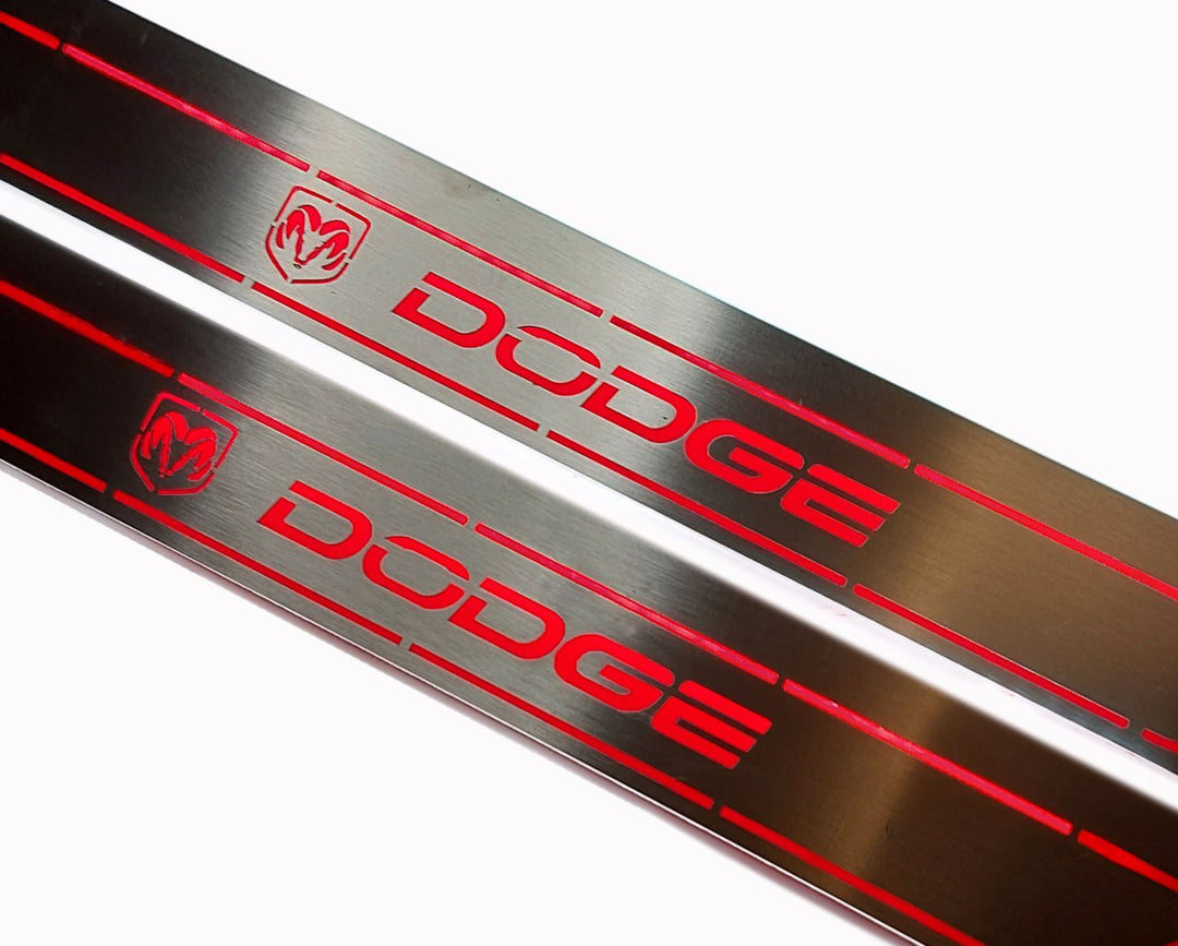 Dodge Charger 2011+ Door Sill Led Plate With DODGE Logo Dodge Led Door Sills opdesign